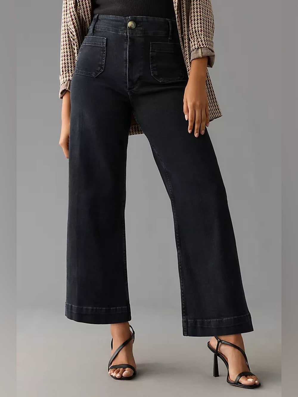 Anthropologie Maeve The Colette High-Rise Wide-Leg Cropped Jeans in Elm